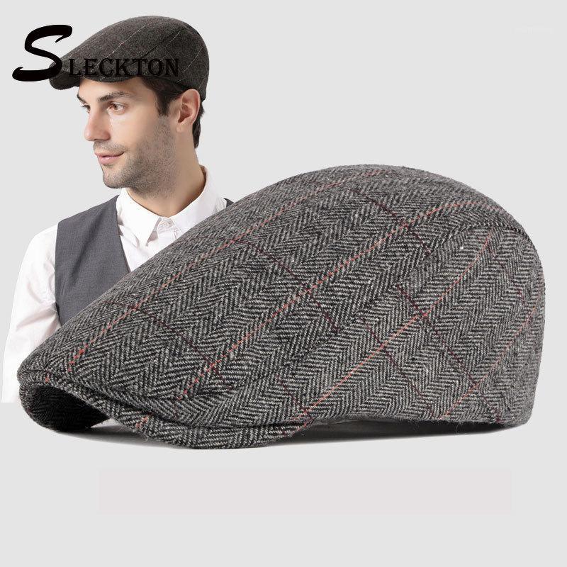 

SLECKTON Fashion Hat Cotton Visor Flat Cap Fedora Plaid Hat For Mens Peaky Blinders Casual Tweed Newsboy Cap Baker Boy Gatsby1, Black