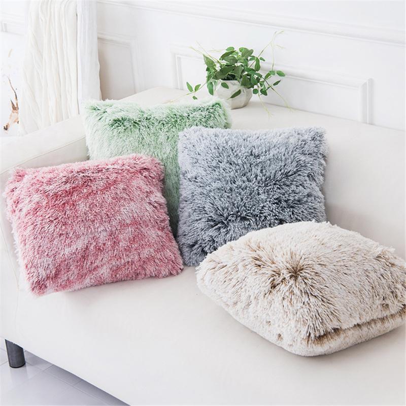 

Cushion Covers 43X43cm Pillow Cushion De Salon Sofa Pillowcase Plush Furry Nordic Kussenhoes Home Bed Sofa Decoration1