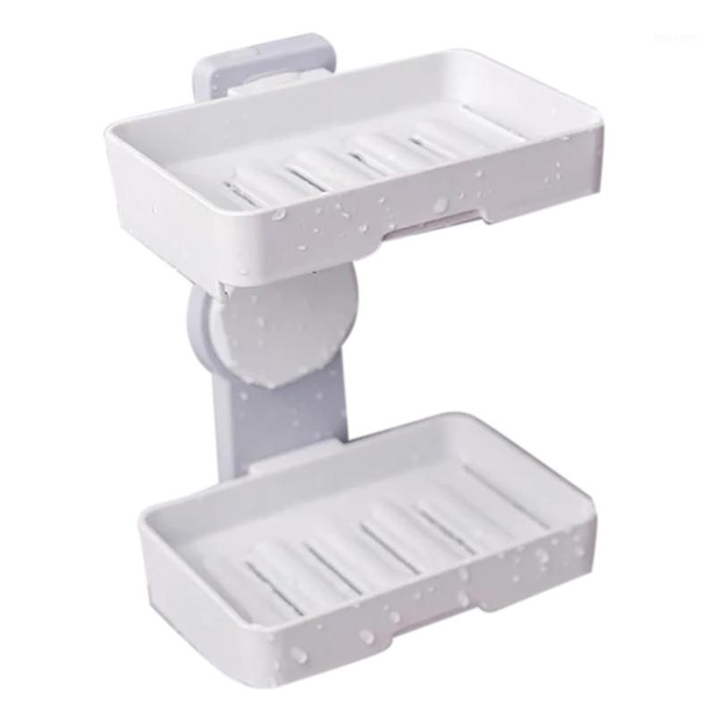 

Double Layers Powerful Suction Cup Soap Dish Holder Wall Mounted for Bathroom Shower Soap Holder Saver Box Storage Organizer Rac1