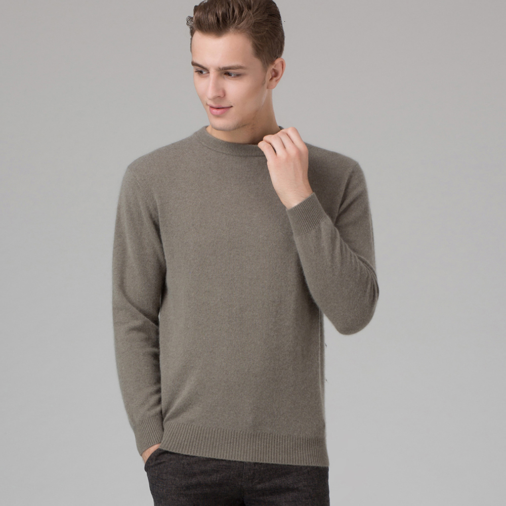 

2021 Winter Men Jumper 100% Cashmere and Wool Knitted Sweater O-neck Long Sleeve Pullovers Male New Sweaters Big Size Clothes Kptz, Red
