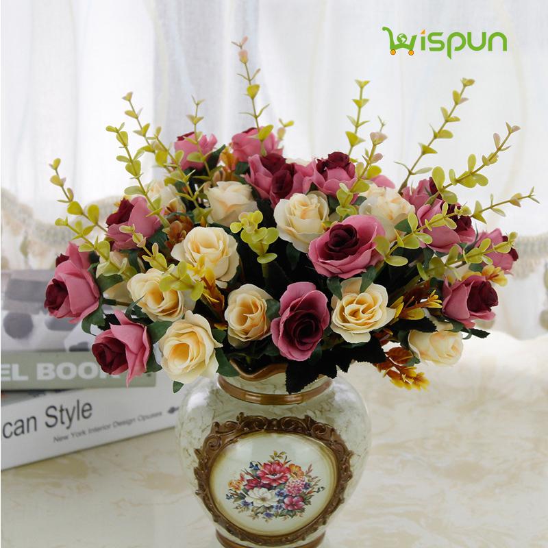 

12 Heads Roses Artificial Flower Bouquet European Style Home Decoration Artificial Fake Flower