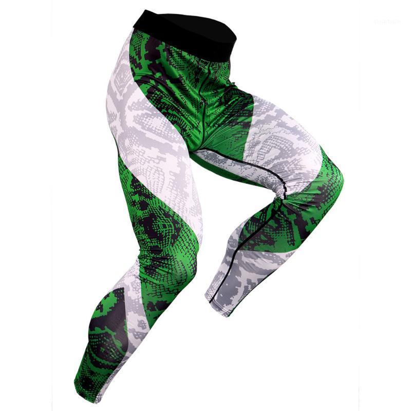 

Men Print High Elastic Autumn Winter Sports Wear Bodybuilding Gym Yoga Jogging Quick Dry Compression Training Running Tights1, Green