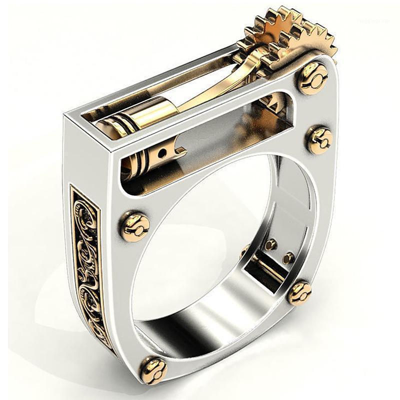 

Cluster Rings Fashion Mechanical Gear Wheel Men Ring Silver Color Punk Wedding Band Finger For Women Modern Jewelry O5T2921