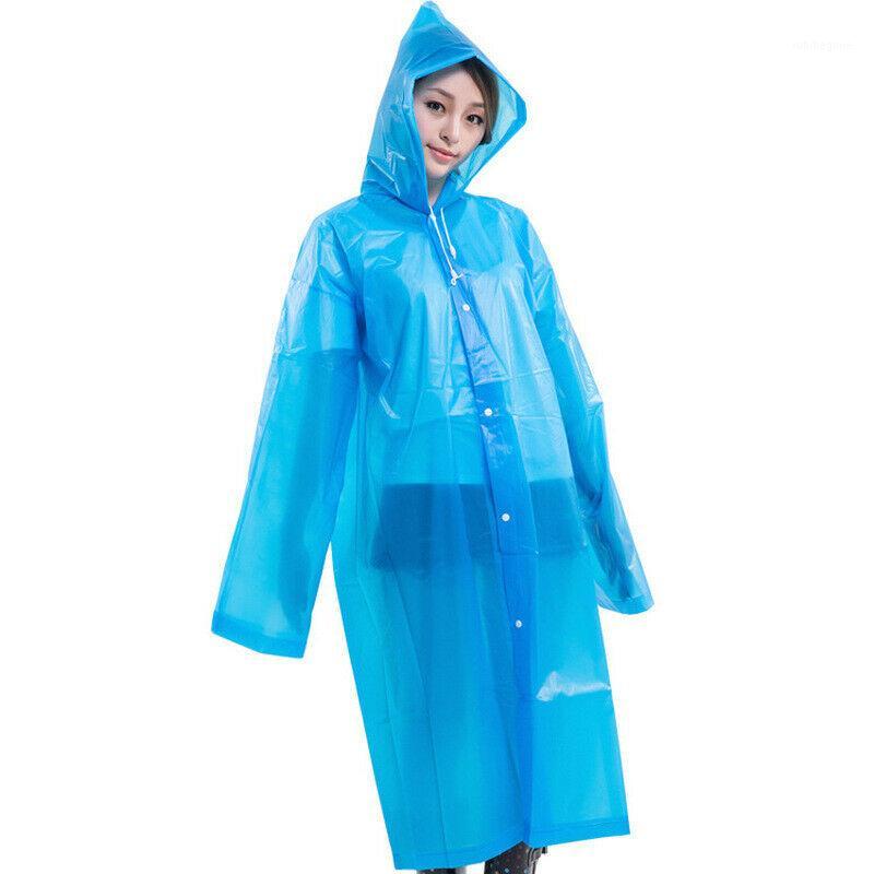 

Women Men Thick EVA Fashion Outdoor Travel Waterproof Riding Clothes Button Hooded Raincoat Poncho Knee Length Rainwear Rainwear1