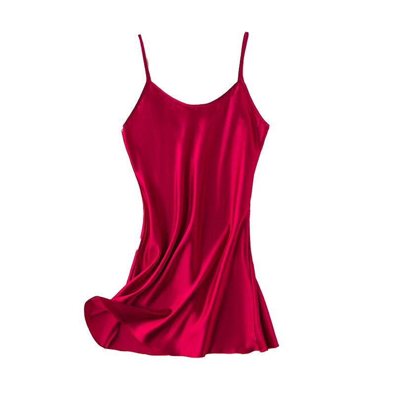 

Sexy summer ins hot sale satin silk night dress women nightgown Korea spaghetti strap bride dressing gown women sleepwear, Black