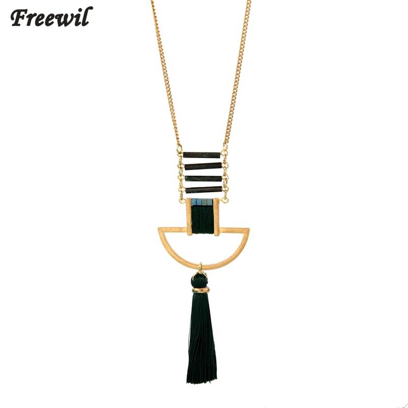 

Pendant Necklaces Fashion Exquisite Tassel Necklace Women Gold Color Long Pendants Vintage Jewelry Collares SNE160269