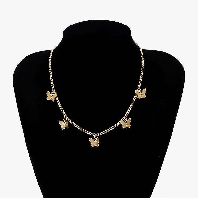 

Butterfly Pendant Necklace Choker Butterfly Necklace Gold Color Clavicle Chain Necklaces for Women Girls Jewelry Cheap