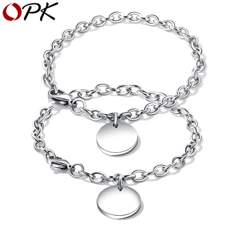 

OPK Couple bracelet bangle Stainless steel Sweet O font Bracelet Link Chain For Couple Gift Health Jewelry
