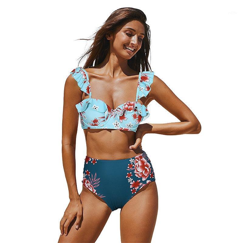 

High Waist Bikini Set Print Swimwear Women Floral Beachwear Two Pieces Swimsuit Bikinis Female Sexy Bikini1