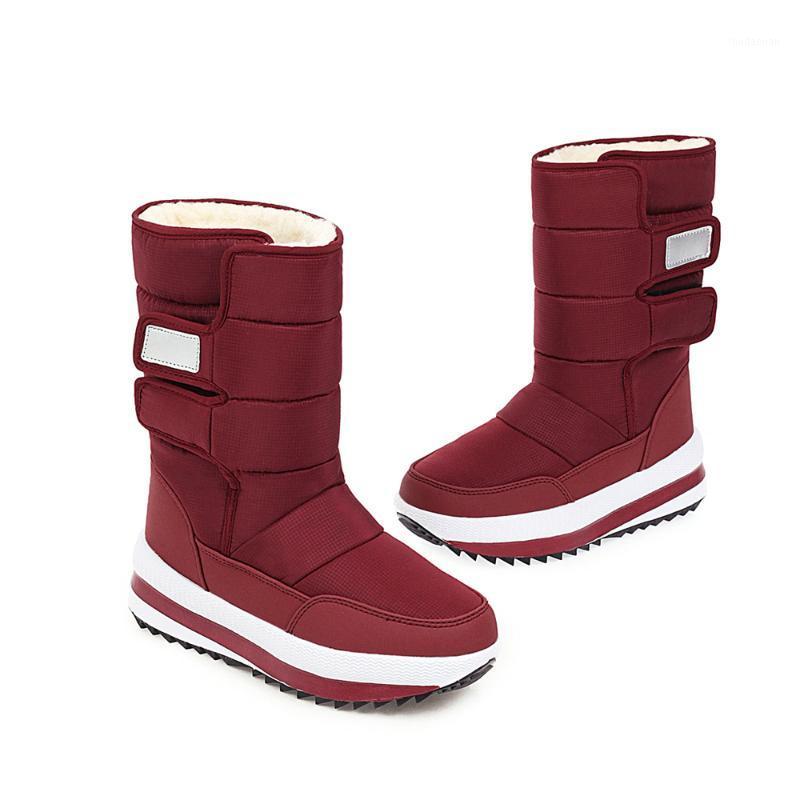 

Women Platform Winter Shoes Comfort Waterproof Non-slip Hook & Loop Ladies Snow Boots Thick Fur Bottines for girls Femmes Bottes1, Black