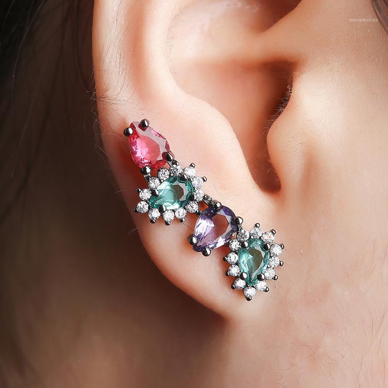 

2020 White Black Copper Colorful Cubic Zirconia Stud Earrings Fashion Jewelry Female Wedding Party Gift For Women's Fashion1