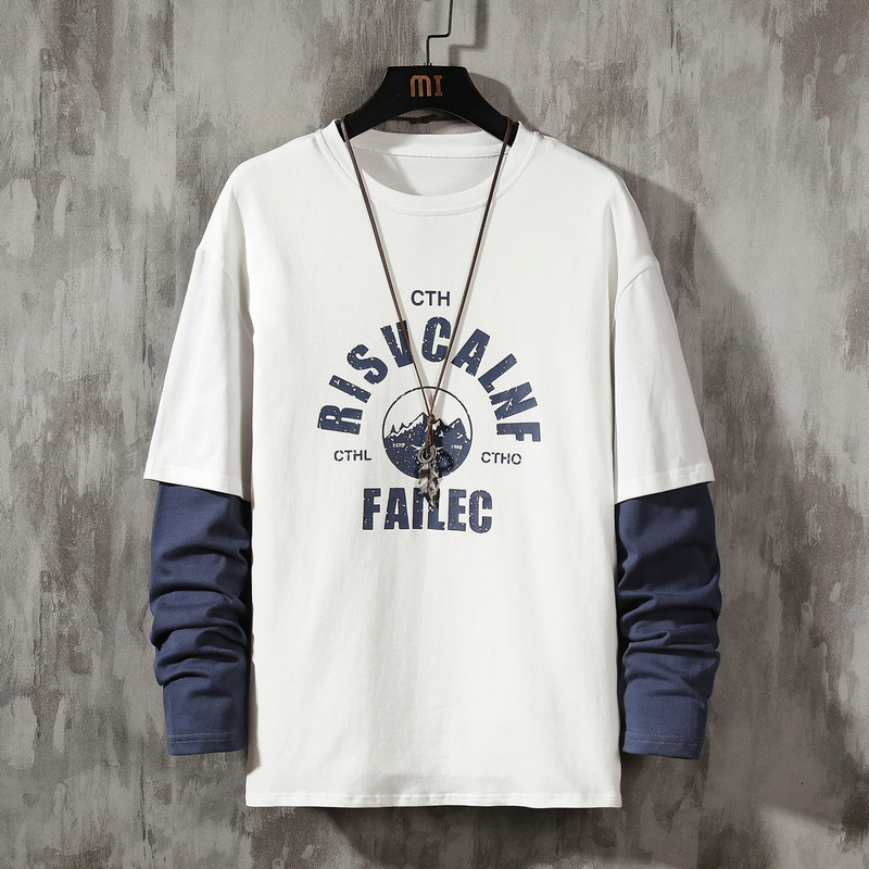 

2021 New Autumn Spring Fashion Oversize Pieces Impression Long Sleeve Male Tshirt Neck Shirt Top t BO3U, Ds924 5