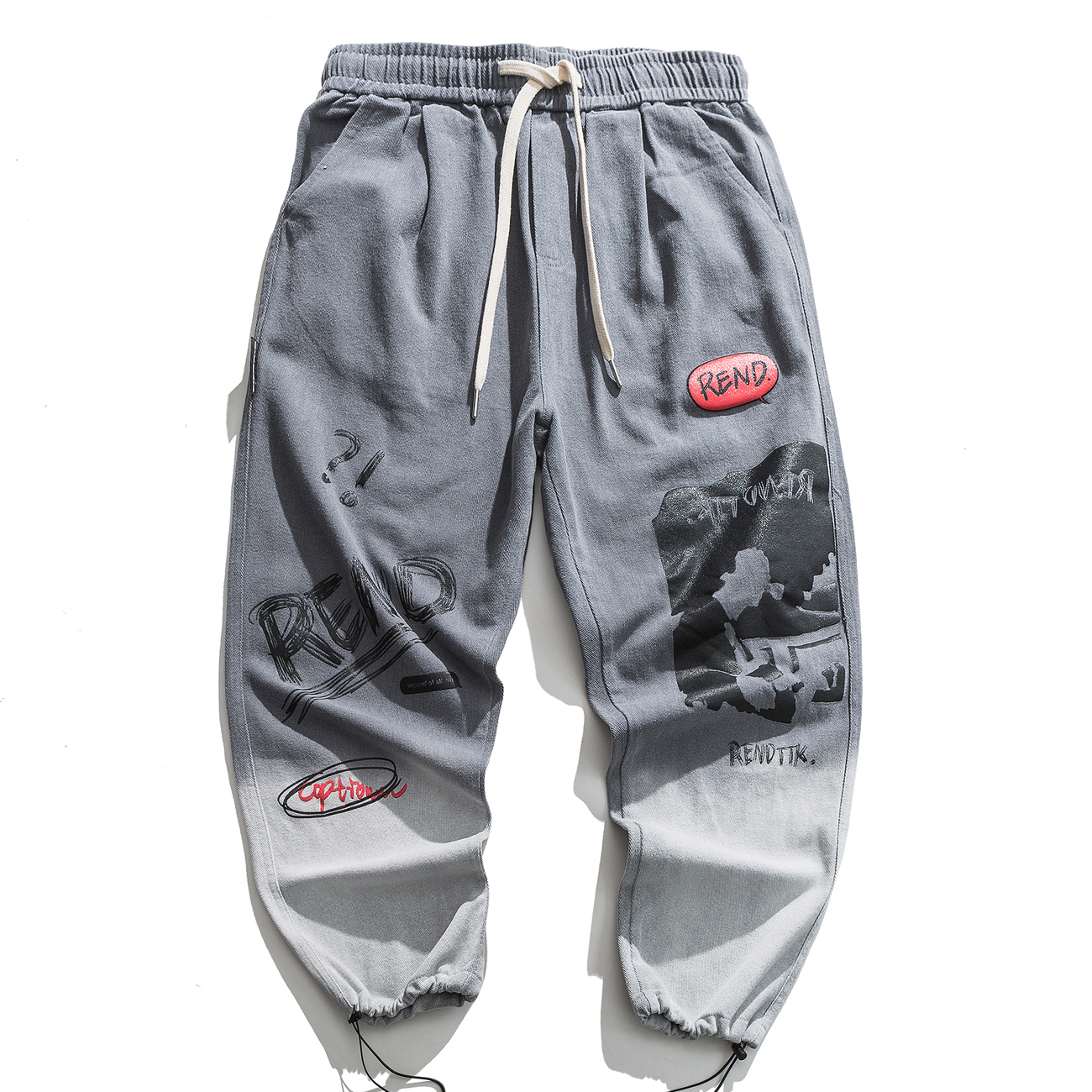 

2021 New Hip Hop Gradient Graffiti Harem Pant Man Casual Streetwear Elastic Men Trousers Harajuku Oversized Loose Joggers Pants Kg25, Gray