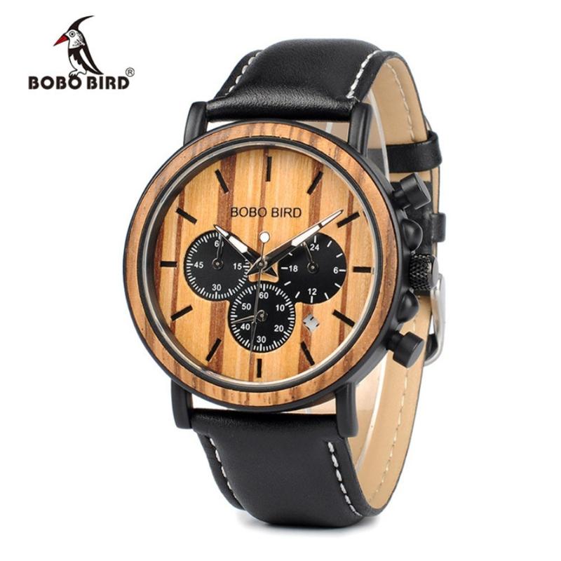 

Wristwatches Men Quartz Watch Wooden Band Fashion Multifunction Wristwatch Chronograph Calendar Date Week Display Watches, Black
