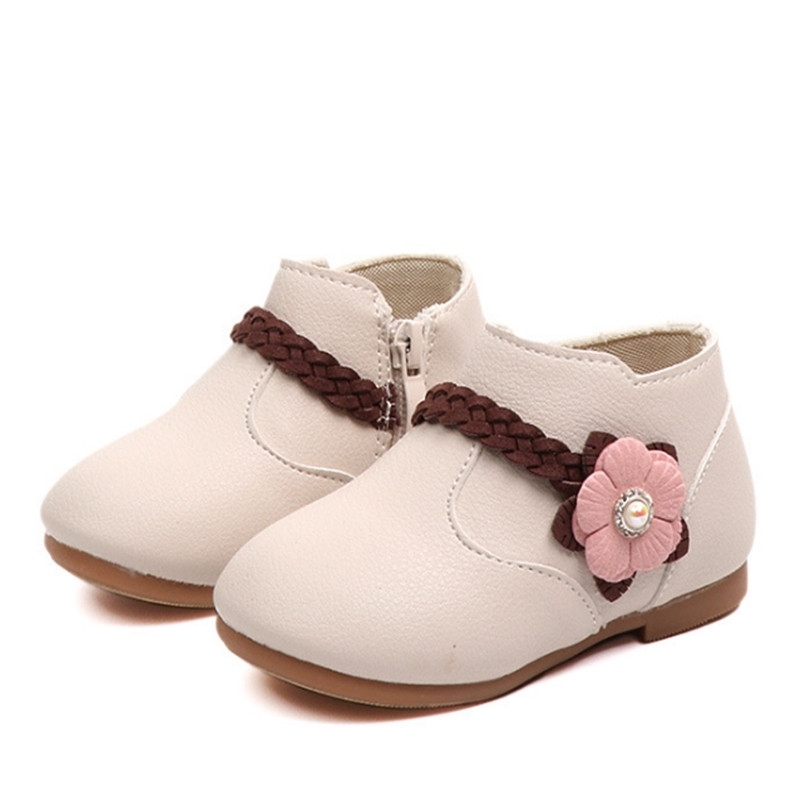Xinfstreet Baby GIrls Boots Winter Ankle Kids Snow Boots For Girls Flower Toddler Children Boots Princess Size 21-30 LJ201029