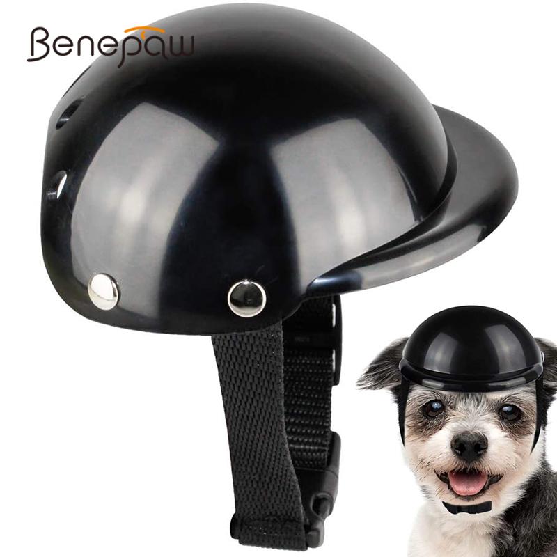 

Benepaw Comfortable Padded Dog Motorcycle Helmet Durable Stylish Adjustable Strap Safety Pet Cap For Cycling Head Protection, Black