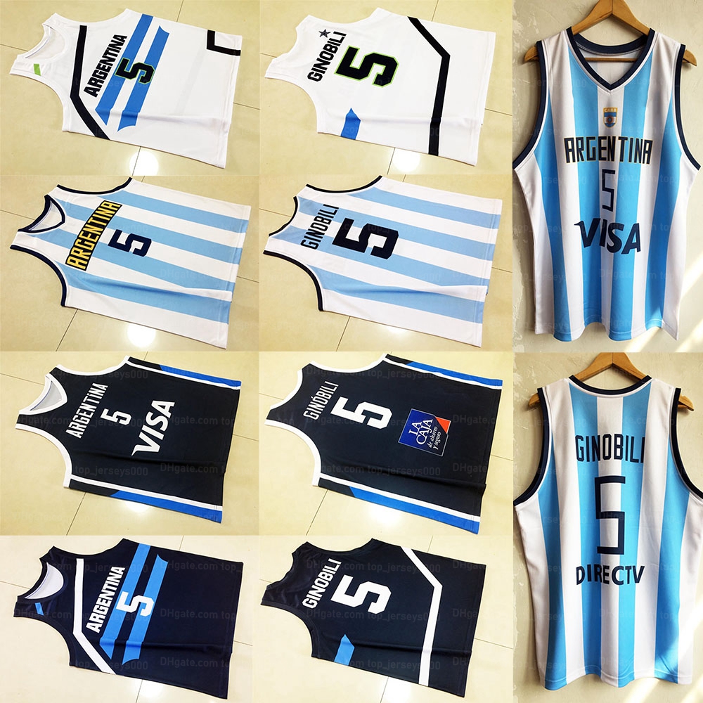 

Custom Manu Ginobili #5 Basketball Jersey Printed White Blue Any Name Number Size XS-4XL Jerseys Shirt, As shown