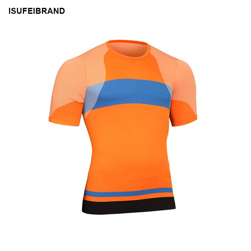 

RTS16 Men Newest Fitness Short Sleeve Running Sports T Shirt Quick Dry Muscle Bodybuilding Gym Compression Tights Shirt, Blue