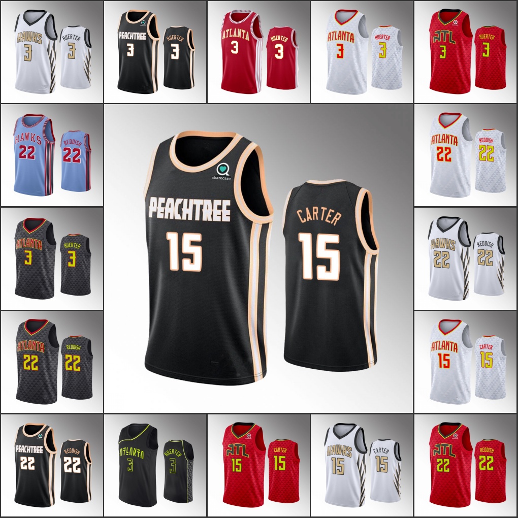 

Men's Atlanta Hawks''Basketball Kevin Huerter Cam Reddish Vince Carter Jersey, Black