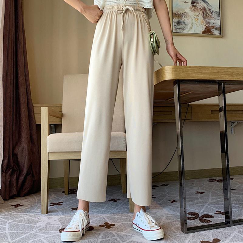 

Cool Comfort Women Loose Wild Pants High Waist Korean Straight Slacks Lady Wide Leg Pants Female Oversized Cute Suit Trousers, Black
