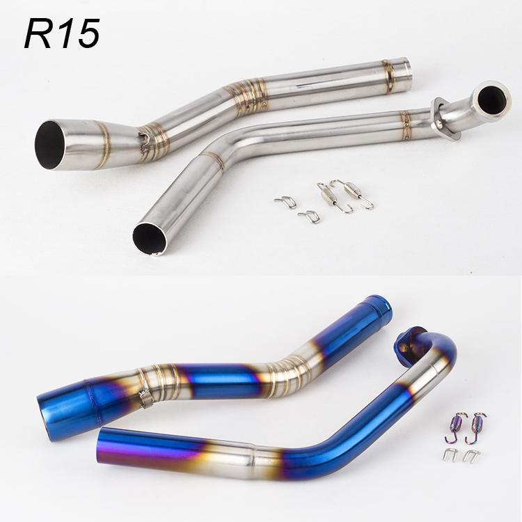 

R15 Motorcycle Exhaust Middle Pipe Muffler Modified pipe For YZF R15 MT-15 2008-2017 Front stainless steel1