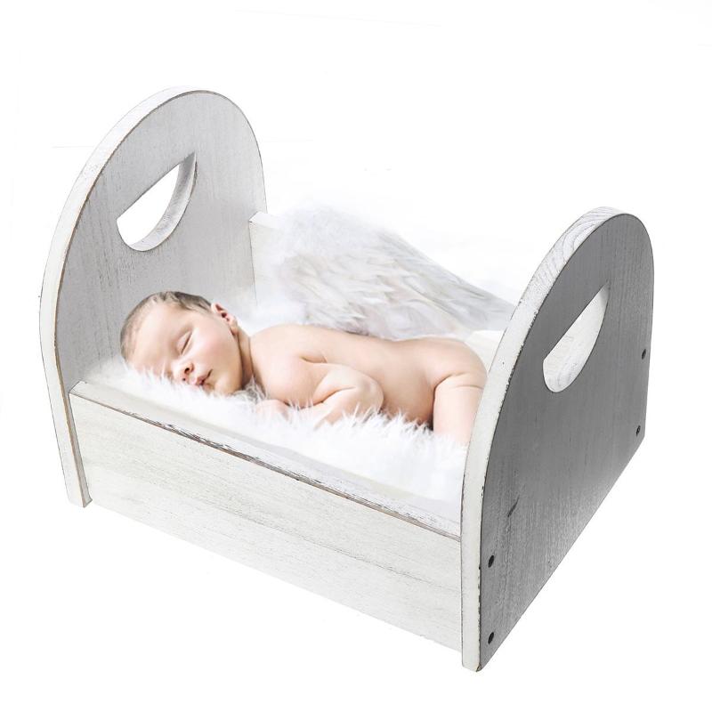 

Hot Newborn Photography Props Wood Bed Newborn Posing Baby Photography Props Photo Studio Crib for Photo Shoot Posing Sofa, White