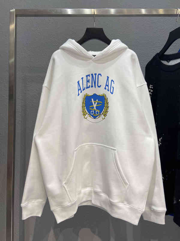 

Men's Hoodies & Sweatshirts High version Paris B house front printing 1917 letter men's and women's couple fleece Sweater Hoodie XT2V, White