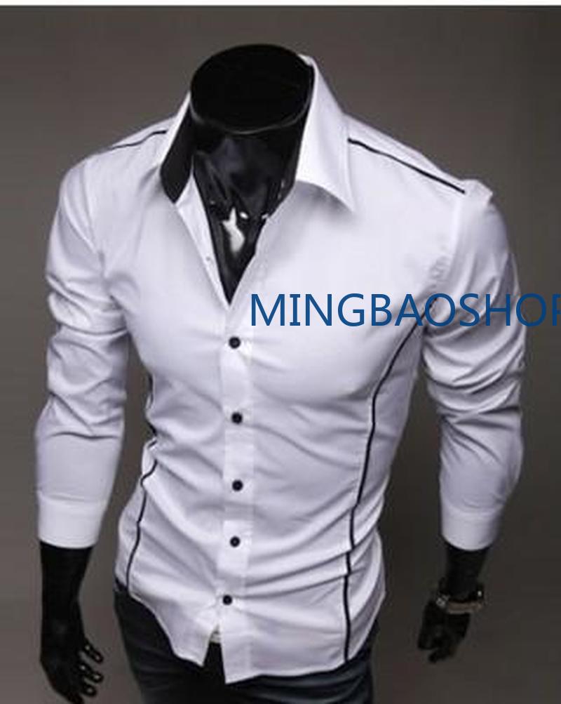 

Clothes Shirts Dress Fashion Luxury Casual 2020 3 Colors 5 Sizes Mens Men Long Sleeve Turn- down, Black