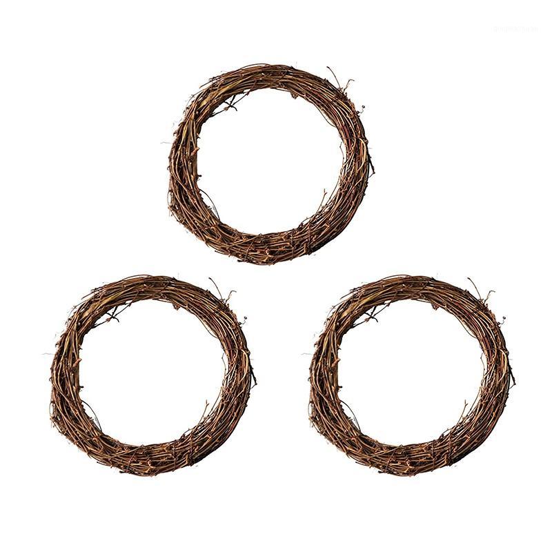 

3PCS Christmas Vine Ring DIY Crafts Natural Grapevine Wreaths 10 Inch1, Brown