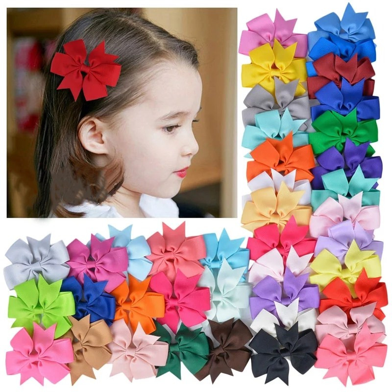 

Hotsale 40 Colors 3 Inch Cute Ribbed Ribbon Hair Bows with Clip Baby Girl Hair pin Boutique Hair Accessories Party Gifts