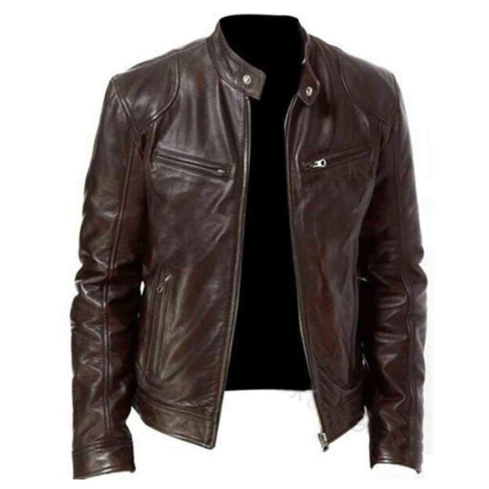 

2021 Leather Jacket Winter Fashion Business Gentleman Keep Warm Put Long-footed Collar S3kd, Black