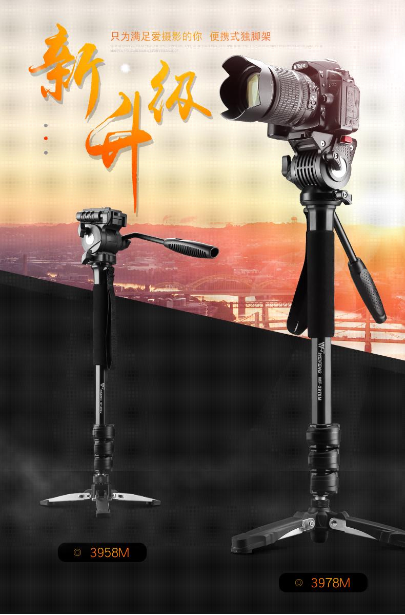 

Professional WF3958M WF3978M Camera Unipod Camera Monopod for Digital Cameras Nikon Canon Sony Fuji Pentax 0212