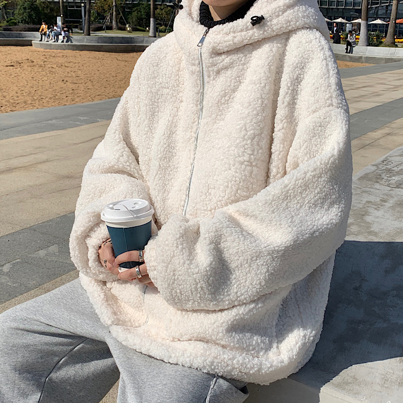 

2021 New Spring Arrival Men Fashion Thicken Fleece Jacket Men's Hair Coat Wear 6U58, White