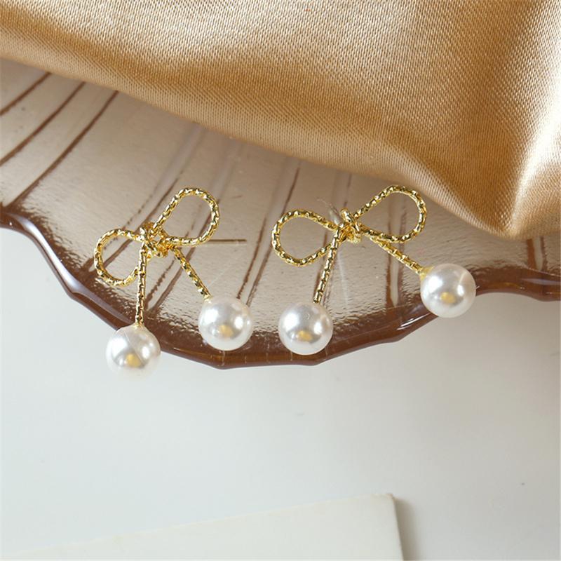 

NEW Fashion Contracted Bowknot Earrings Women Pearl Earrings Jewelry Accessories