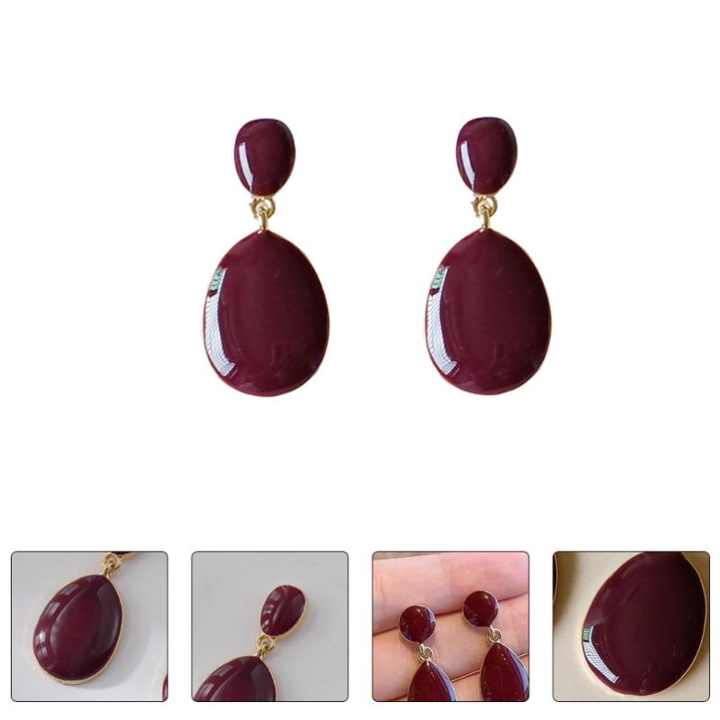 

1 Pair of Creative Earrings Stylish Ear Pendant Delicate Ear Jewelry (Dark Red)