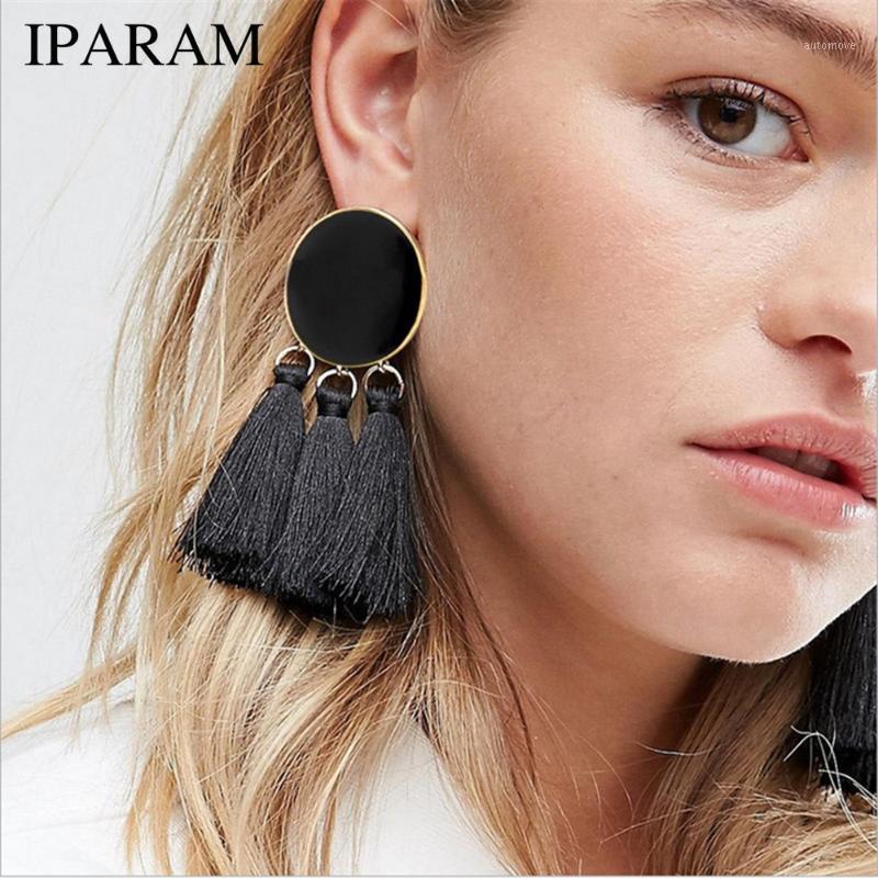 

IPARAM 6 Tassel Earrings Dangle Round Ethnic Bohemian Long Earrings for Women Big Fringed Drop Vintage Jewelry Brincos1