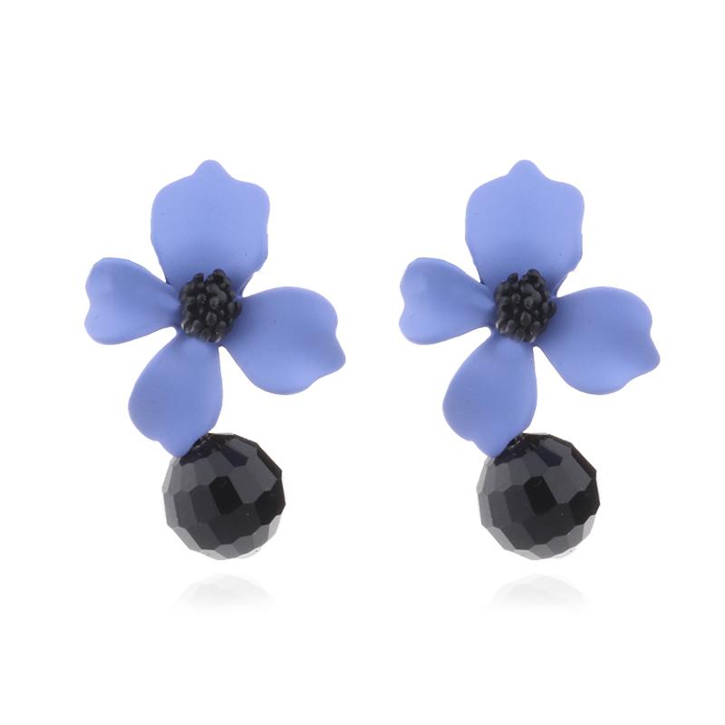 

2020 Hot Summer Korean Small Acrylic Flower Lovely Black Bead Drop Earrings For Women Ear Jewelry Brincos Fashion Pendientes