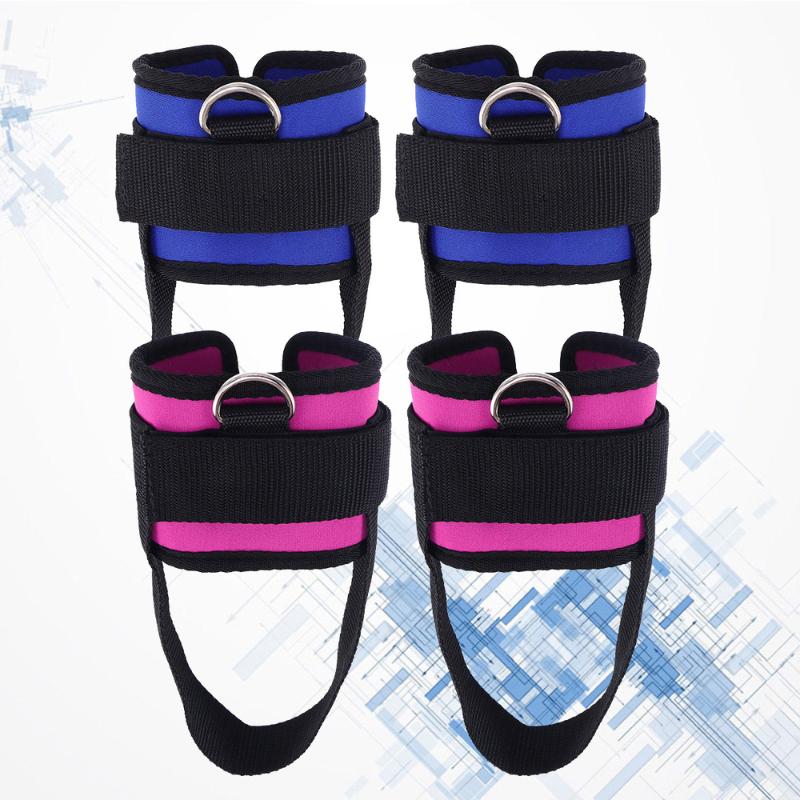 

4pcs Sport Ankle Strap Padded Wrap D-ring Ankle Cuffs for Gym Workouts Cable Machines Buand Leg Weights Exercises (Rosy, Blue, Assorted color
