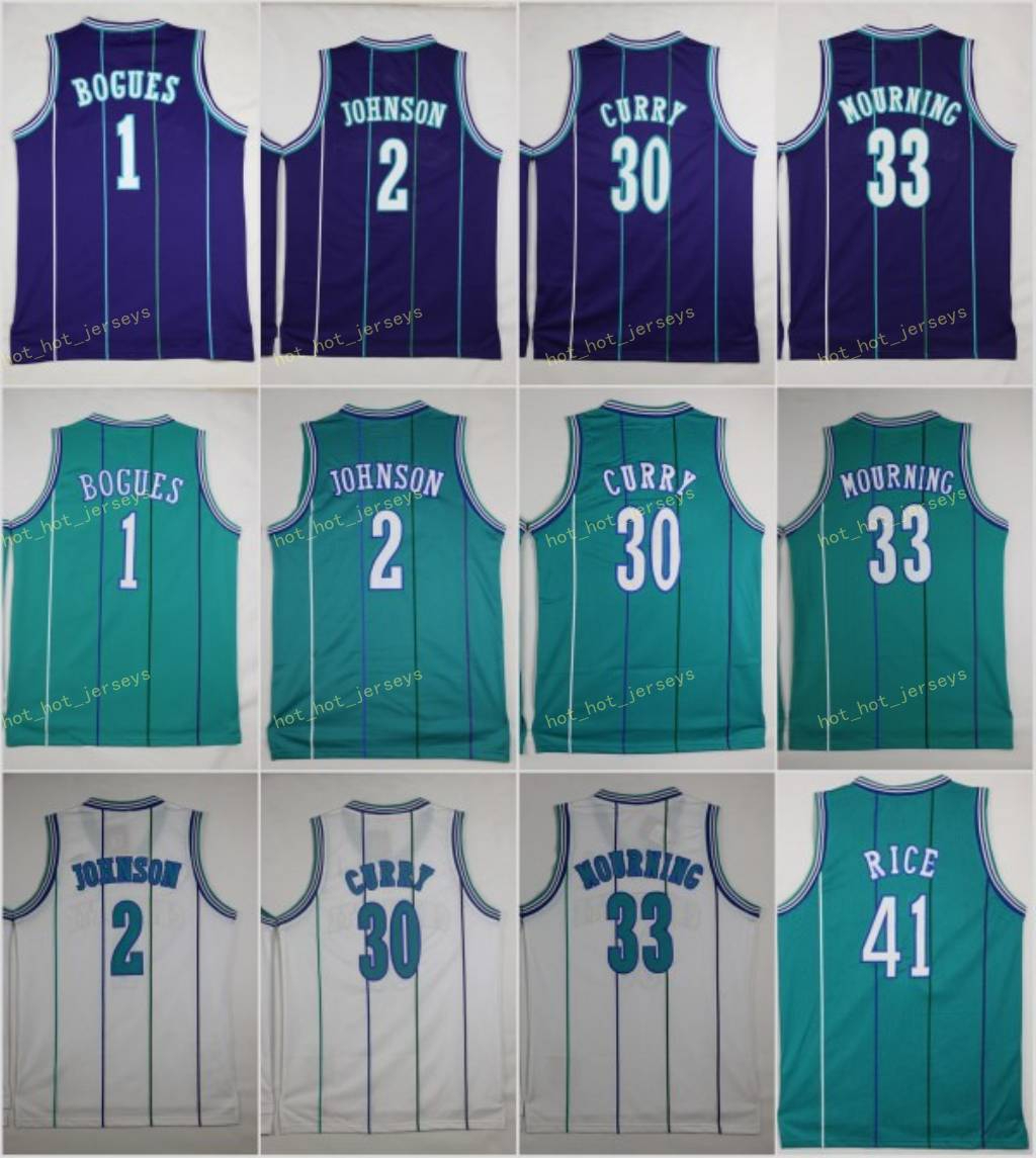 

Men Vintage Tyrone 1 Muggsy Bogues Jerseys Larry 2 Johnson Dell 30 Curry Alonzo 33 Mourning Glen 41 Rice Basketball Charlotte, As