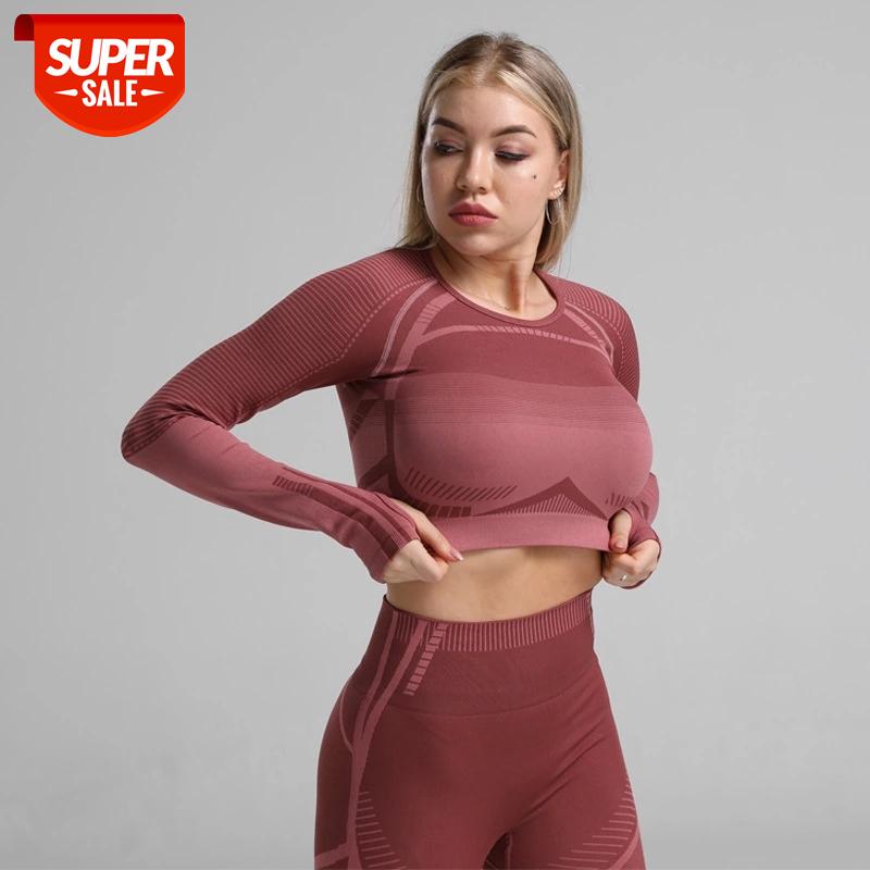 

NORMOV Seamless Tops Seamless O Neck Longsleeve Quick Dry Hollow Out Workout Tops Casual With Thumb Fitness Female #Z55V, White