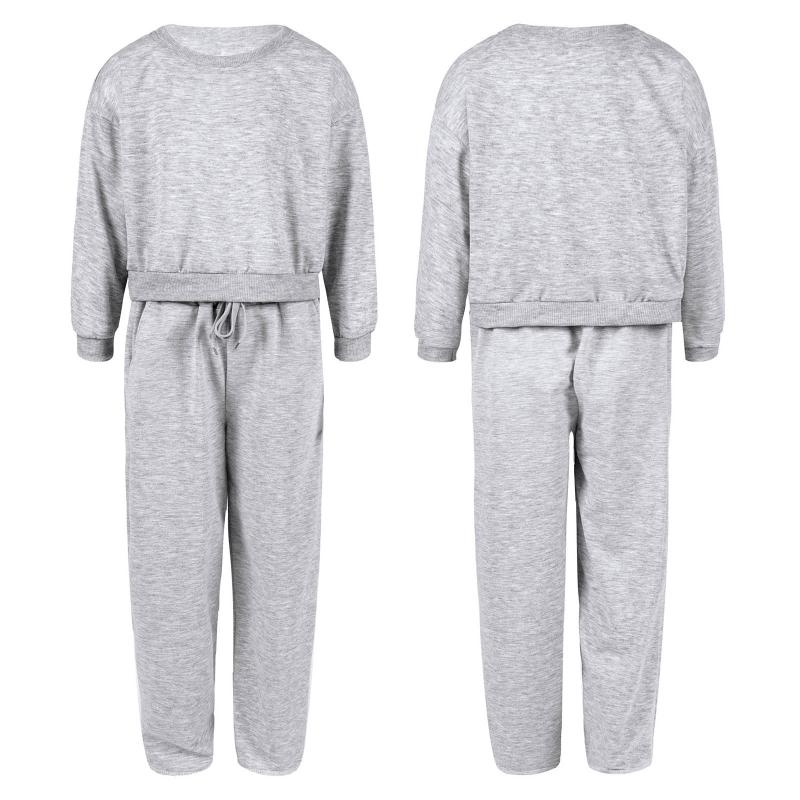 

Kids Girls Spring Sport Suit Long Sleeve Crop Sweatshirt Top High Waist Pants with Drawstring Wide Leg Trousers Set Tracksuit, Black