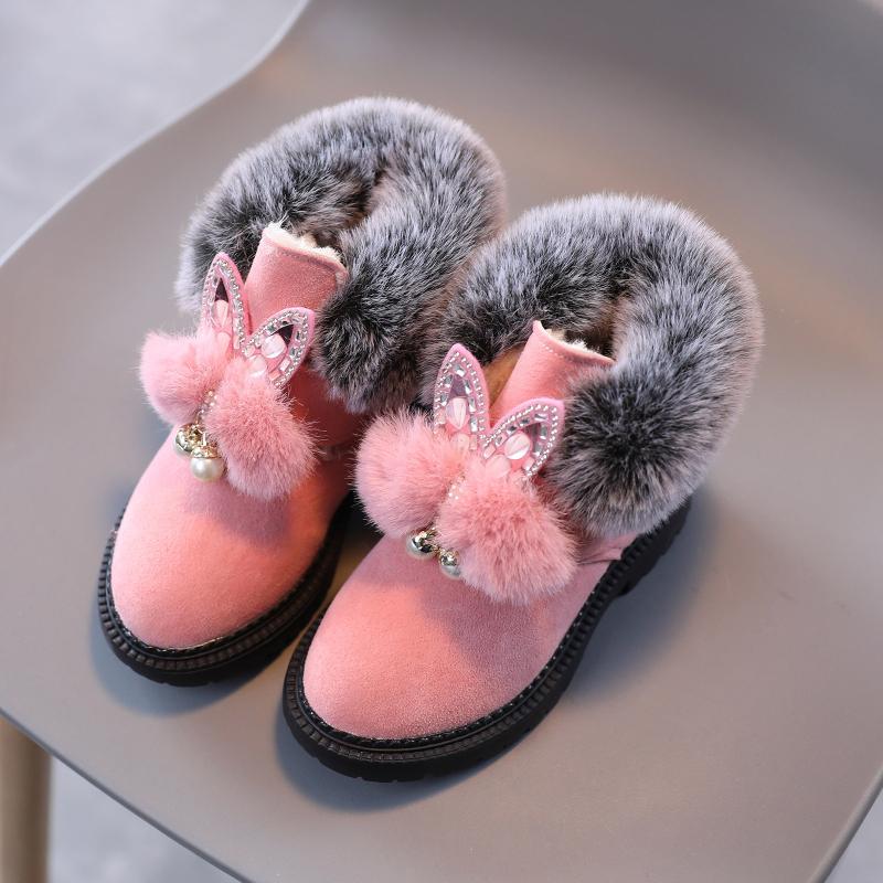 

Girls Toddler Shoes Winter Plus Velvet Warm Boots Ankle Outdoor Sports Non-slip Short Boots Casual Shoes Baby, Black