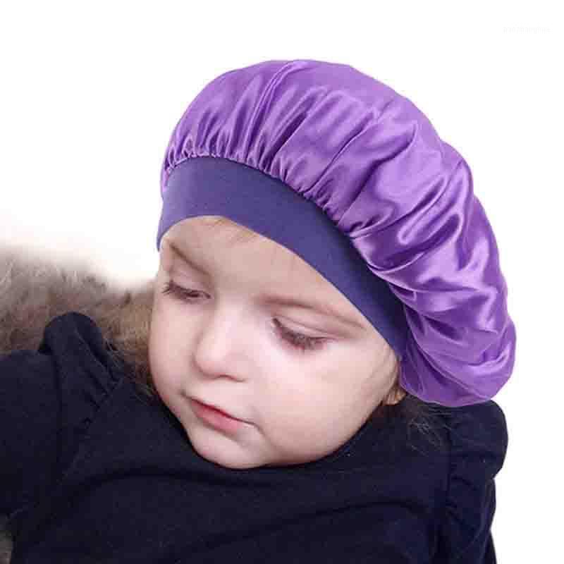 

Baby Girls Satin Bonnet Newborn Infant Elastic Nightcap Protective Hair Cap Suit for 1-8years Children Kids Hair Accessories1