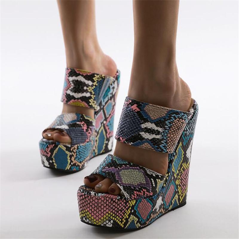 

Summer Women's sandals Sexy women's shoes New pattern Net red shoes 16C Wedges Waterproof 7CM Fashion Show 4-10 11 BBZAI, Multi