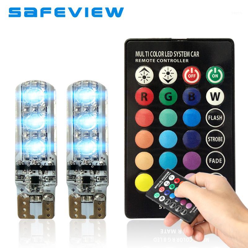 

2 pcs T10 W5W LED Car Lights LED Bulbs RGB With Remote Control 194 168 Strobe Lamp Reading Lights White Red Amber DC12V1, As pic