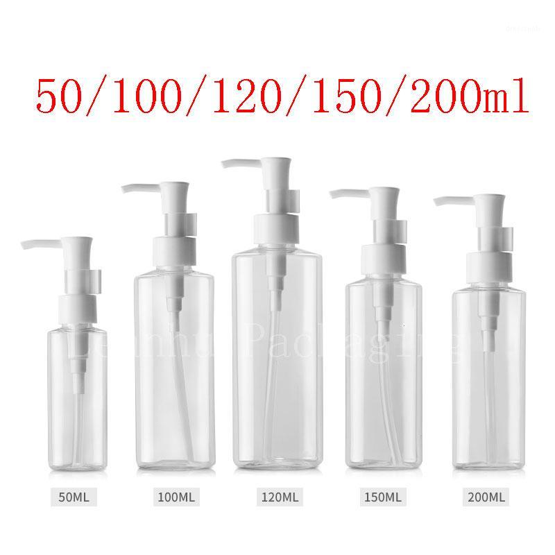

Empty Skin Care Oil Pump Flat Plastic Bottles Lotion Cream Dispenser Clear Container Shampoo Makeup Remover Packaging Bottle1