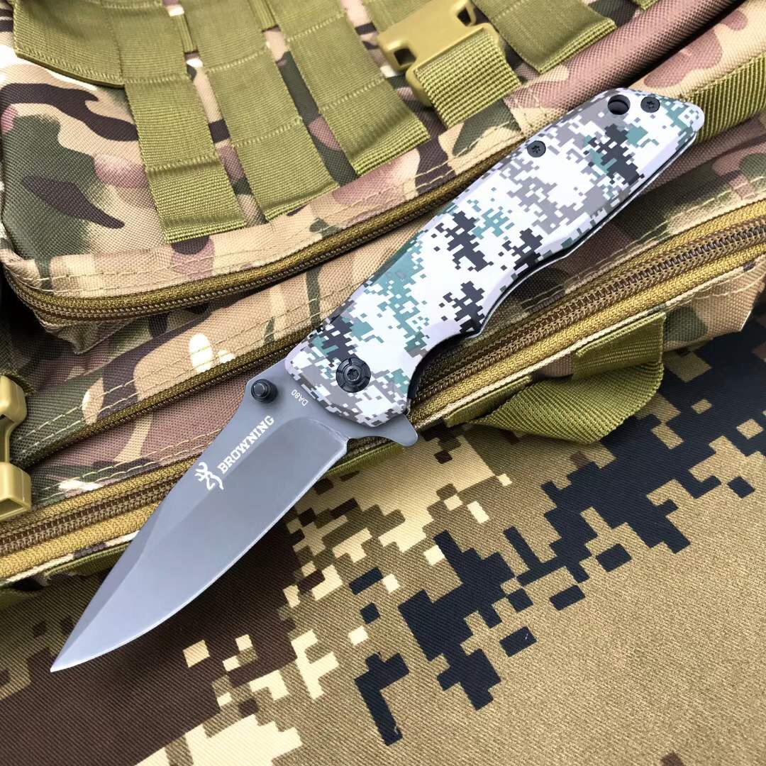 Browning DA80 quick opening folding knife 5cr15mov steel blade camouflage color G10 handle suitable for EDC fishing camping survival tool-image-641318138
