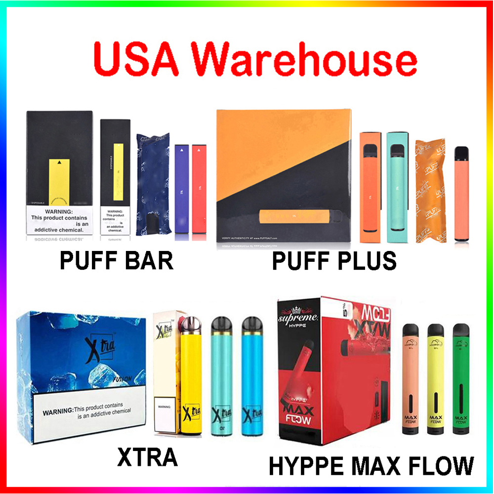 

USA Warehouse Disposable Vape Pen Kit E cigarette Puffbar Plus Xtra Hyppe Max Flow Pre-filled Oil Pod Device pk Bar ULTRA Infinity Bang XXL BC5000 Mod Vapor, Mix colors