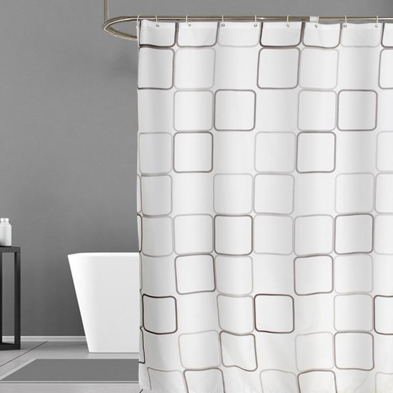 

Shower Curtain, Bathroom Curtains-White,Big Plaid,Water Proof,PEVA Material
