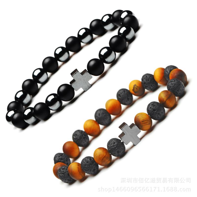 

High Quality Hot Sale 8Mm Natural Stone Black Iron Ore Tiger Eye Fashion Frosted Bracelet